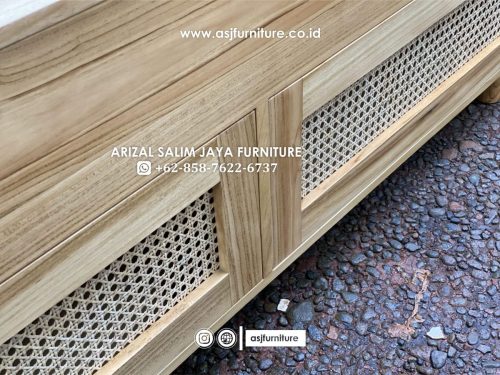 Tempat Sepatu Jati Rotan Minimalis