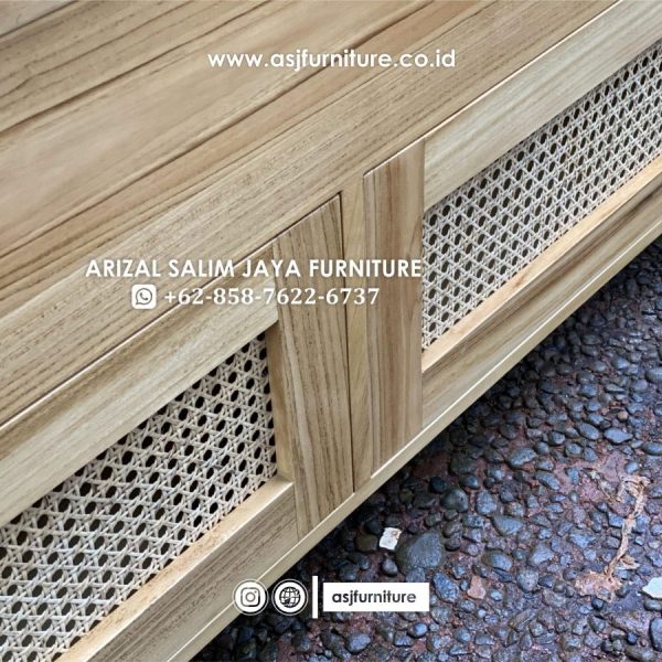 Tempat Sepatu Jati Rotan Minimalis