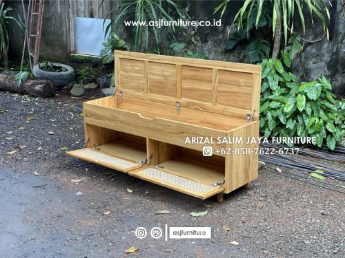 Tempat Sepatu Jati Rotan Minimalis
