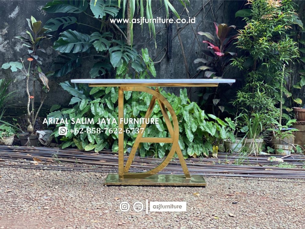 Meja Console Foyer Stainless Marmer Cararra