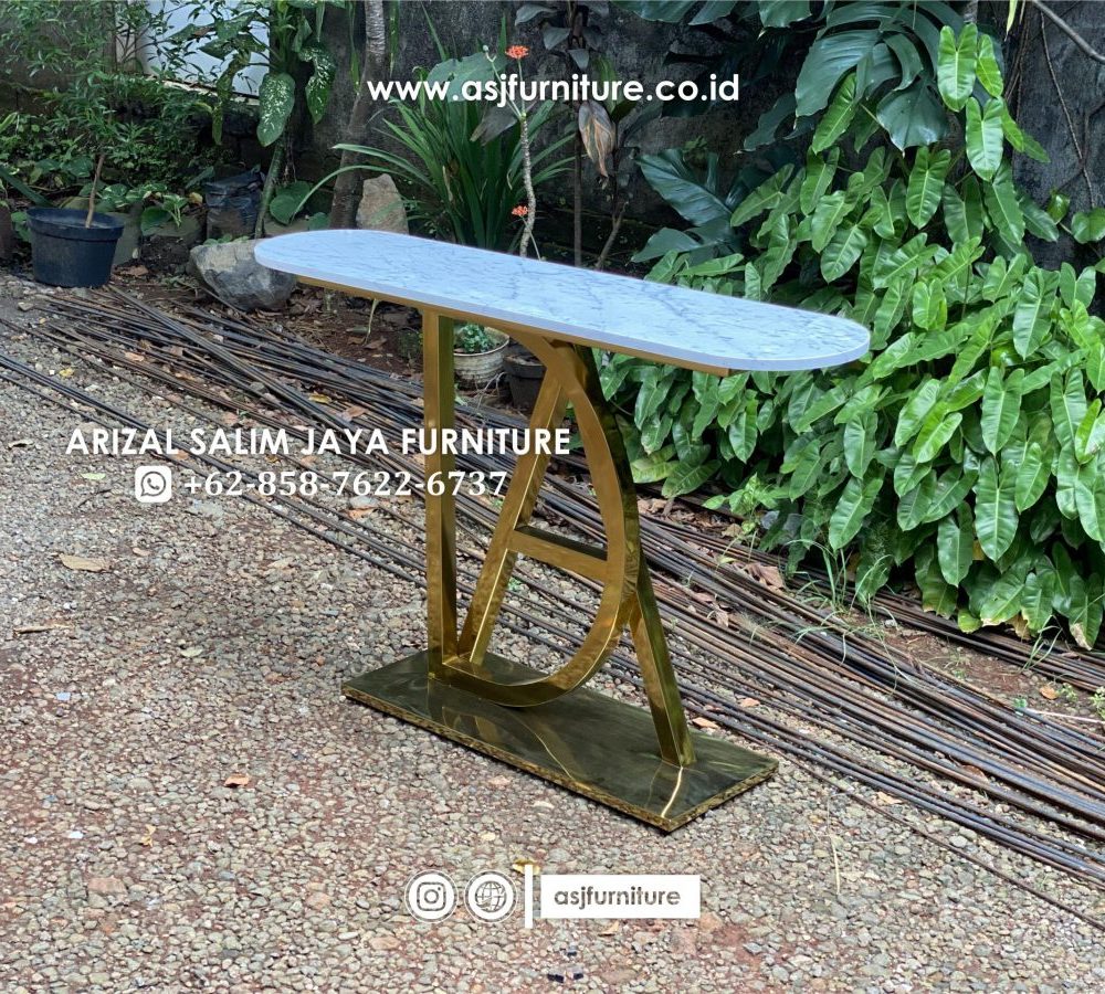 Meja Console Foyer Stainless Marmer Cararra