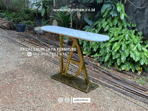 Meja Console Foyer Stainless Marmer Cararra