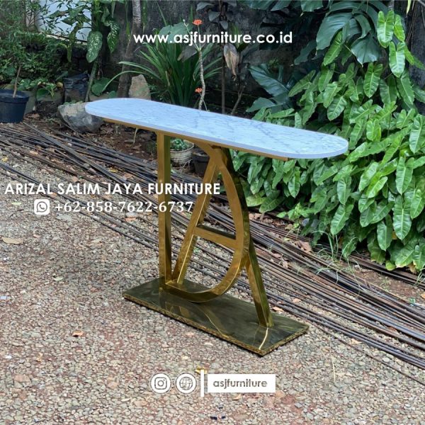 Meja Console Foyer Stainless Marmer Cararra