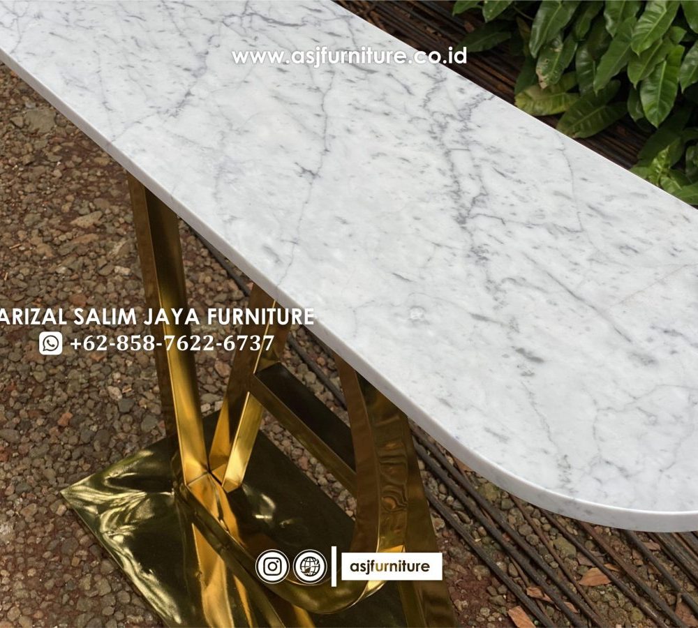 Meja Console Foyer Stainless Marmer Cararra