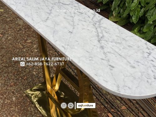 Meja Console Foyer Stainless Marmer Cararra