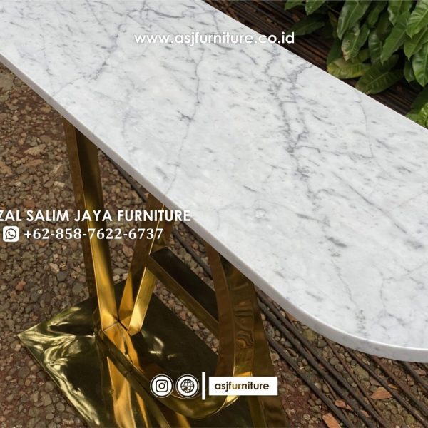 Meja Console Foyer Stainless Marmer Cararra
