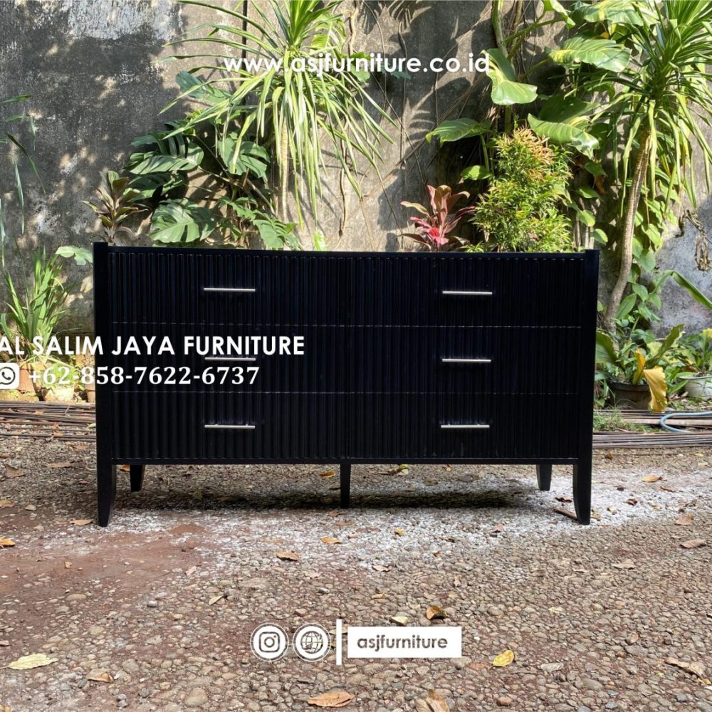 Bufet Modern Hitam Salur Laci