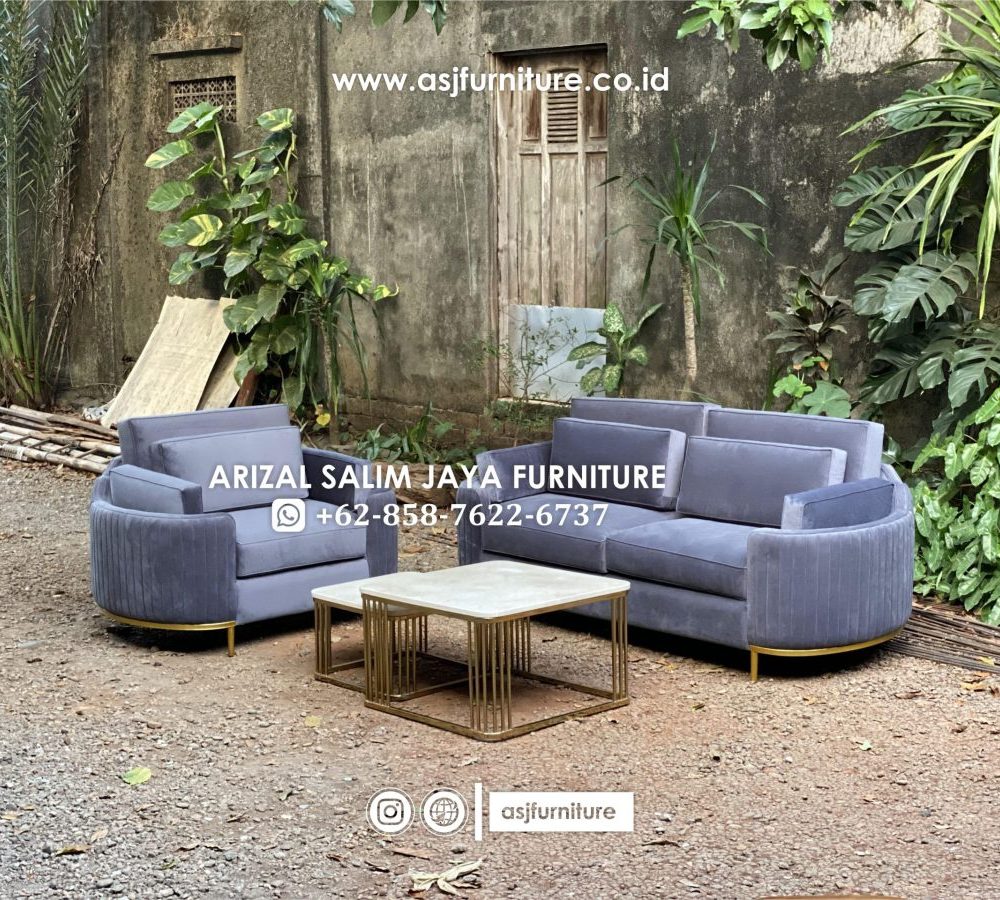 Set Sofa Tamu Modern Meja Stainless Marmer