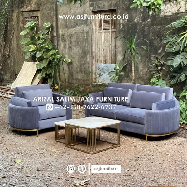 Set Sofa Tamu Modern Meja Stainless Marmer