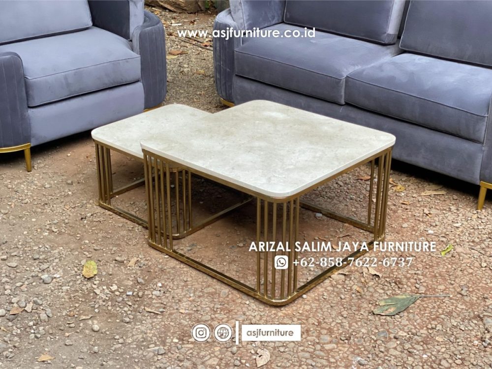 Set Sofa Tamu Modern Meja Stainless Marmer - Image 2