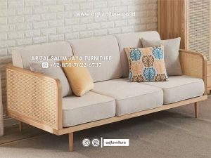Kursi Jati Rotan Modern Dudukan Busa