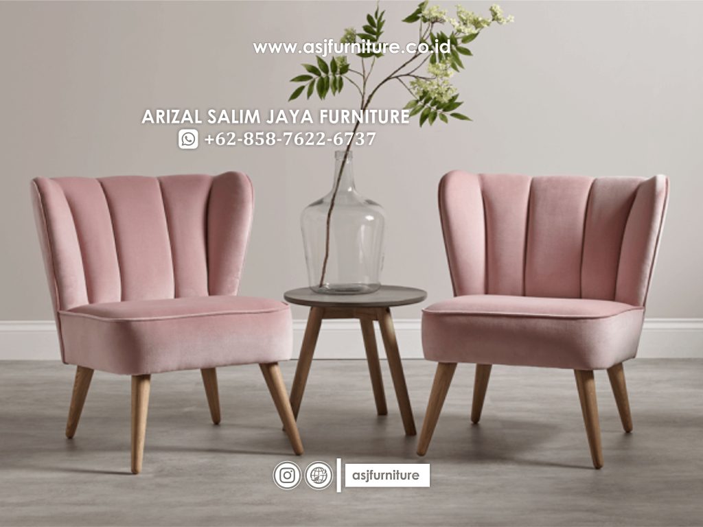 Kursi Teras Sofa Soft Pink Modern Minimalis