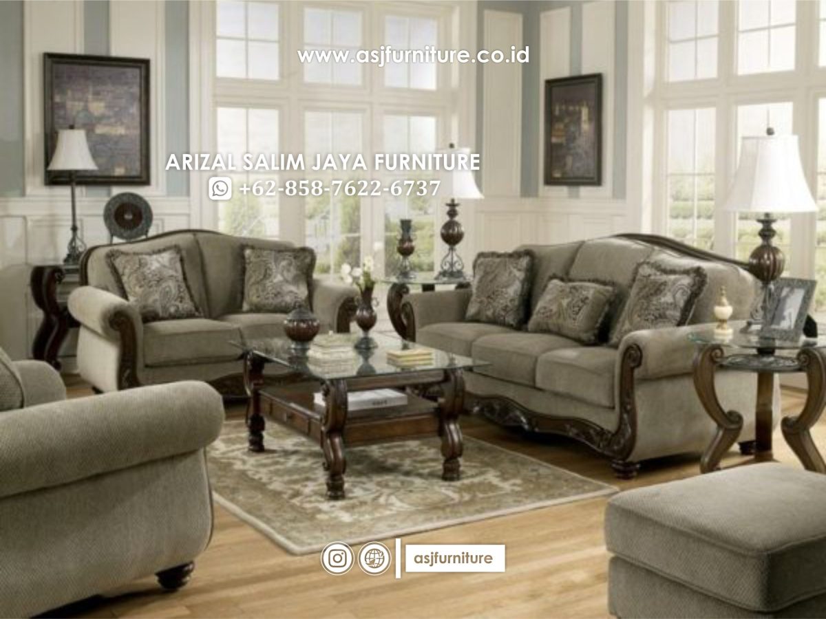 Kursi Sofa Tamu Jati Ukir Modern Minimalis