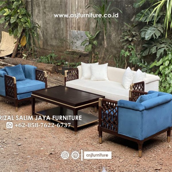 Set Sofa Tamu Jati Caracole Modern Mewah