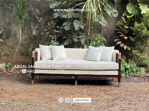 Sofa Tamu Caracole Kayu Jati 3 Seater