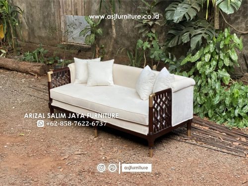 Sofa Tamu Caracole Kayu Jati 3 Seater