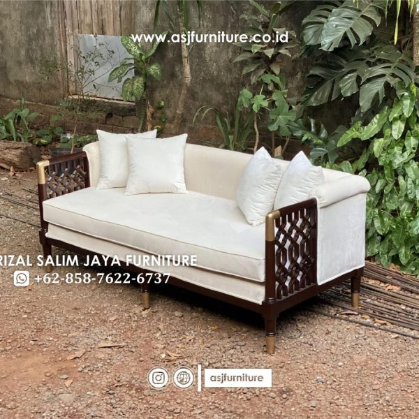 Sofa Tamu Caracole Kayu Jati 3 Seater