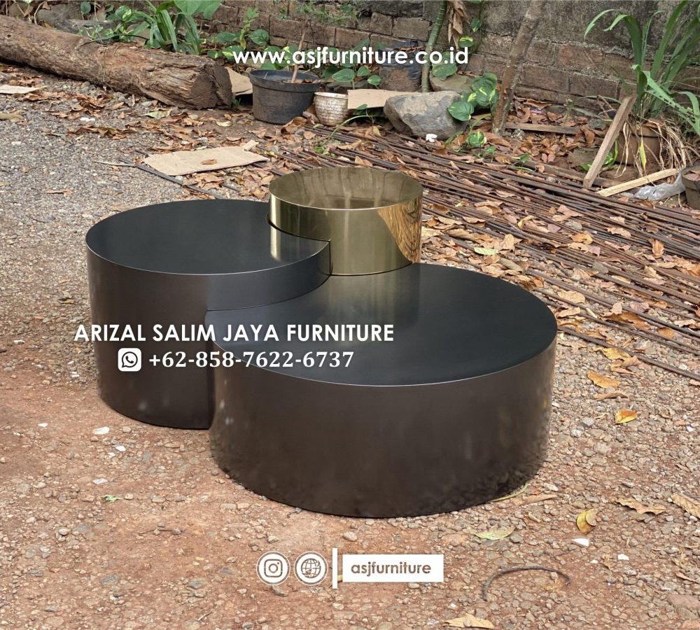 Meja Tamu Bulat Modern Stainless Mewah