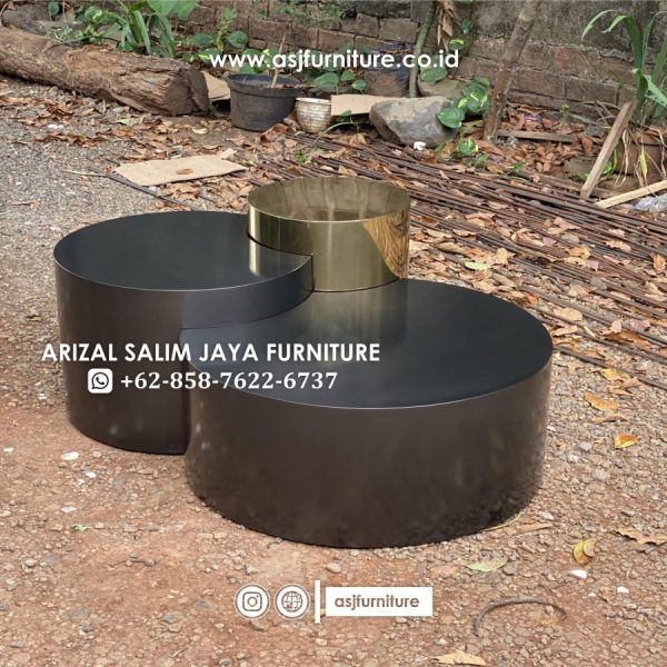 Meja Tamu Bulat Modern Stainless Mewah