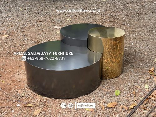 Meja Tamu Bulat Modern Stainless Mewah Meja Tamu Bulat Modern Stainless Mewah