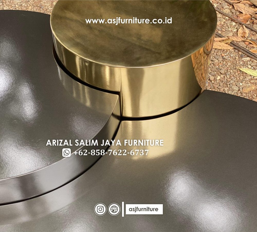 Meja Tamu Bulat Modern Stainless Mewah