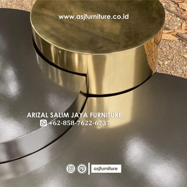 Meja Tamu Bulat Modern Stainless Mewah