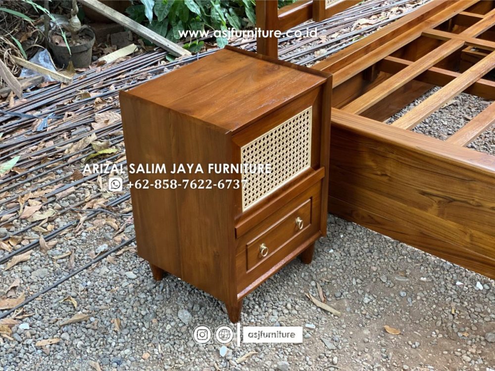 Set Dipan Tempat Tidur Jati Rotan Minimalis - Image 2