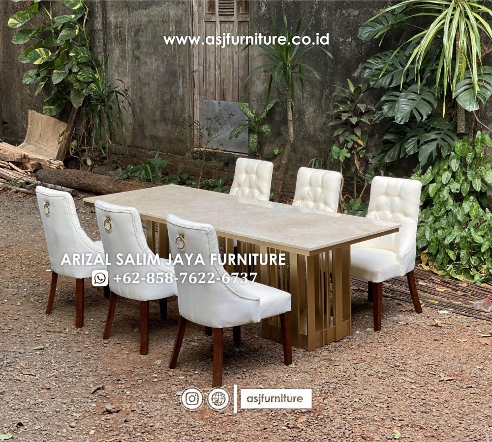 Set Meja Makan Marmer 6 Kursi Sofa Minimalis