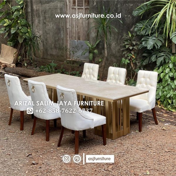 Set Meja Makan Marmer 6 Kursi Sofa Minimalis
