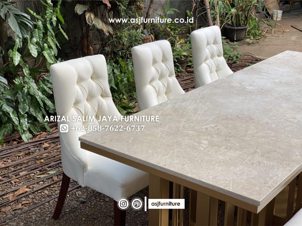 Set Meja Makan Marmer 6 Kursi Sofa Minimalis