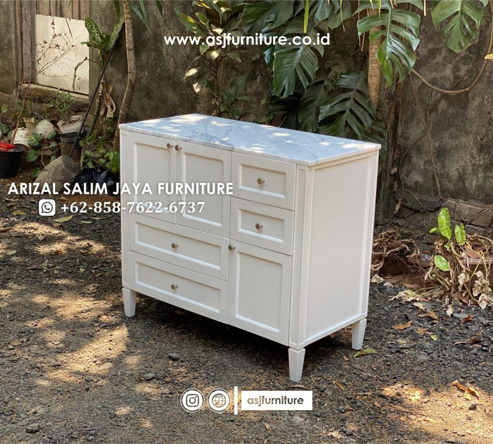 Kabinet Modern Meja Marmer Cararra