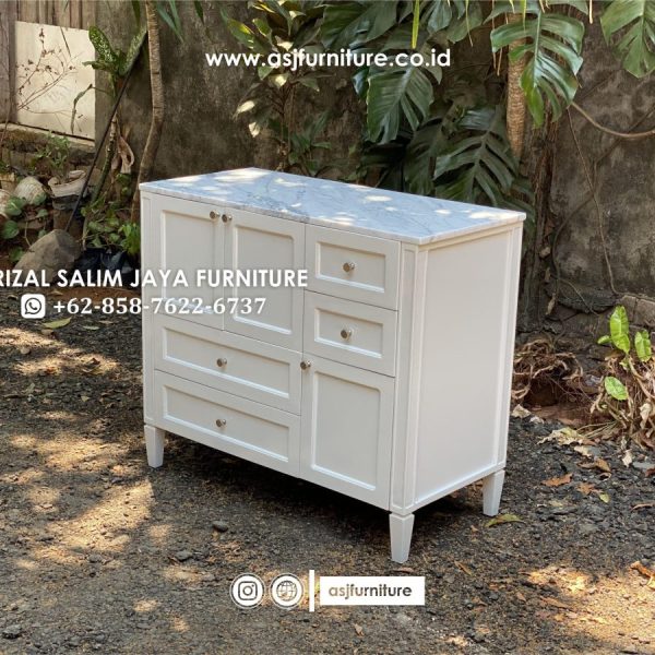Kabinet Modern Meja Marmer Cararra