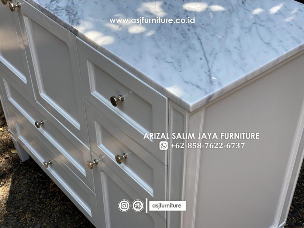 Kabinet Modern Meja Marmer Cararra