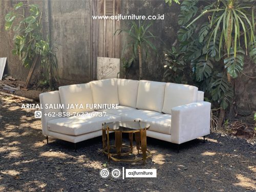 Sofa Sudut Minimalis Meja Stainless Gold Kaca Sofa Sudut Minimalis Meja Stainless Gold Kaca