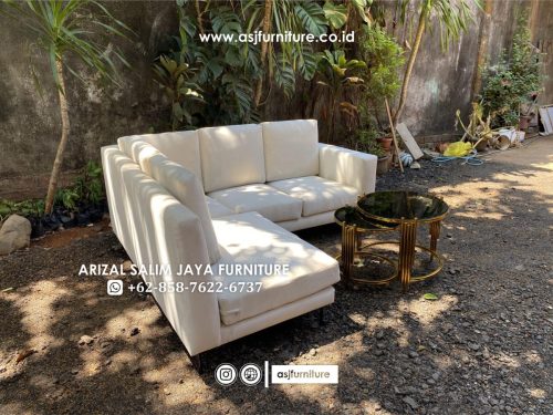 Sofa Sudut Minimalis Meja Stainless Gold Kaca Sofa Sudut Minimalis Meja Stainless Gold Kaca