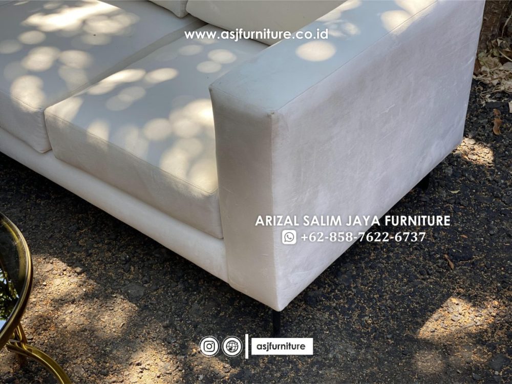 Sofa Sudut Minimalis Meja Stainless Gold Kaca