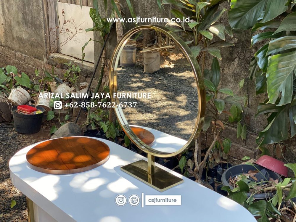 Meja Rias Modern Duco Putih Stainless Gold