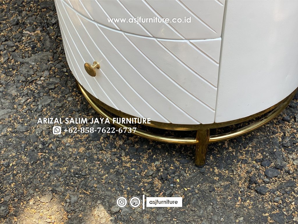 Meja Rias Modern Duco Putih Stainless Gold
