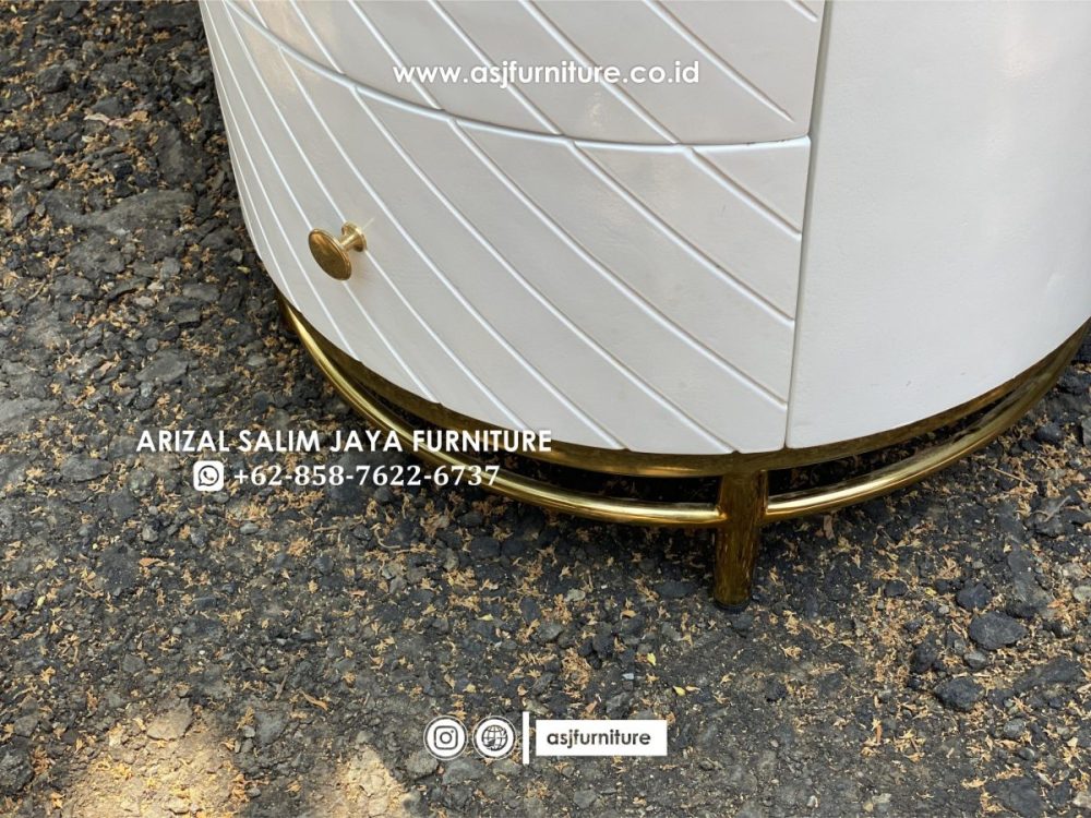 Meja Rias Modern Duco Putih Stainless Gold