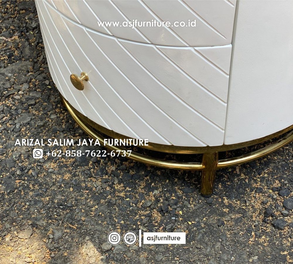 Meja Rias Modern Duco Putih Stainless Gold