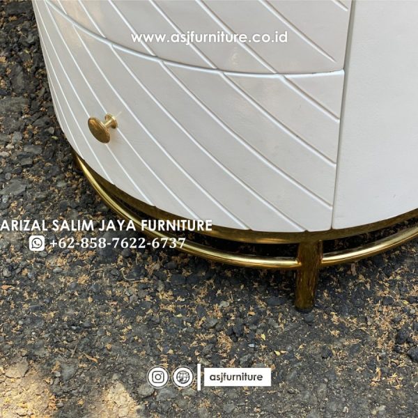 Meja Rias Modern Duco Putih Stainless Gold