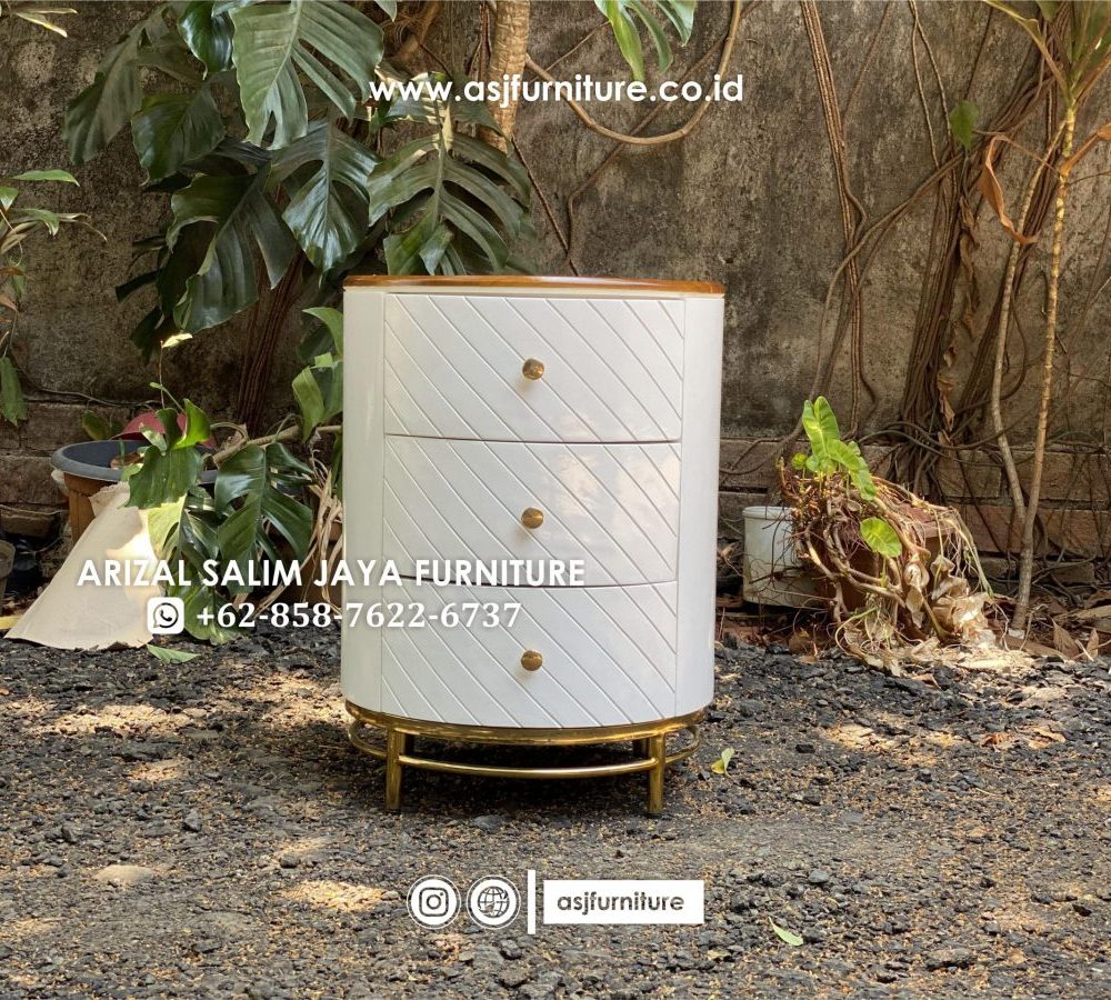 Nakas Bulat Duco Putih Kaki Stainless