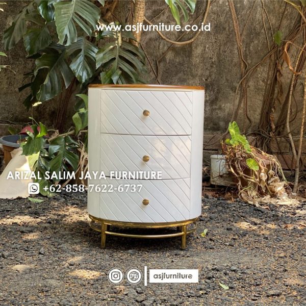 Nakas Bulat Duco Putih Kaki Stainless