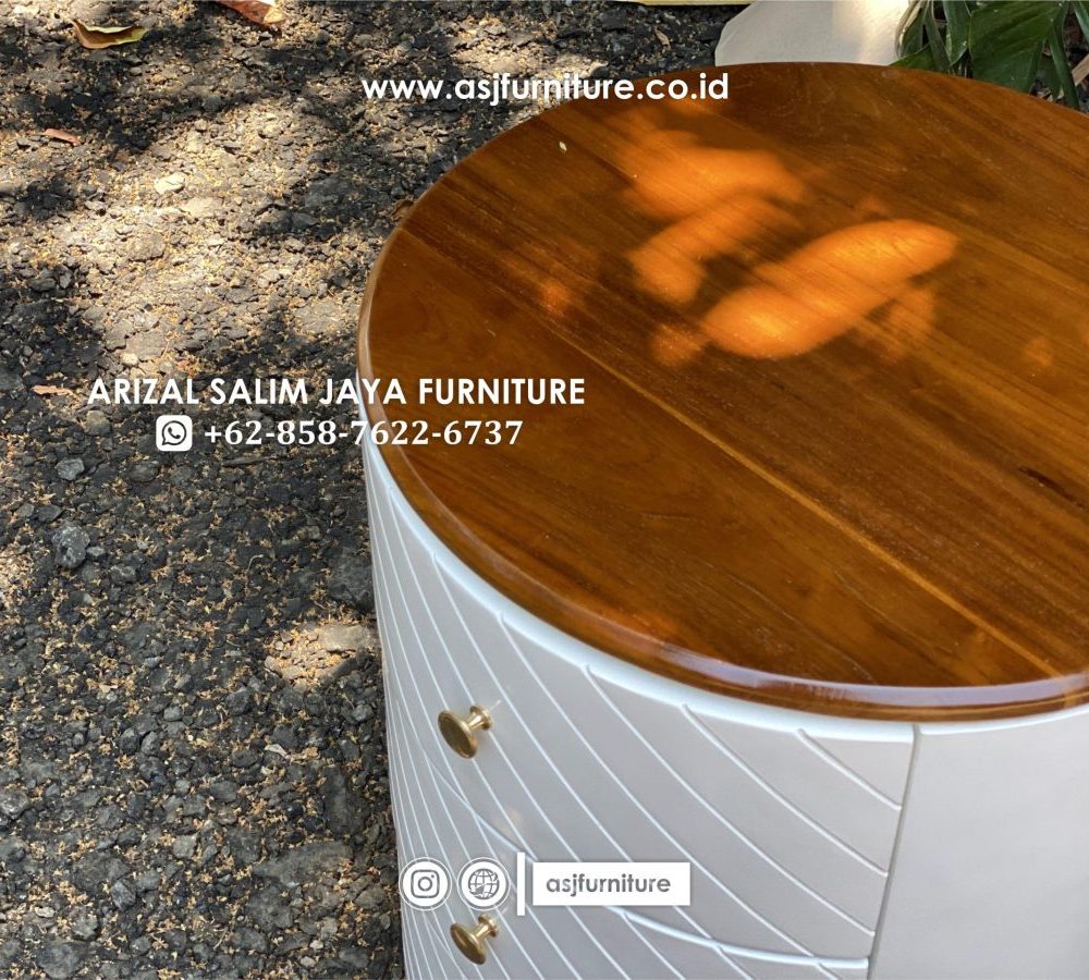 Nakas Bulat Duco Putih Kaki Stainless