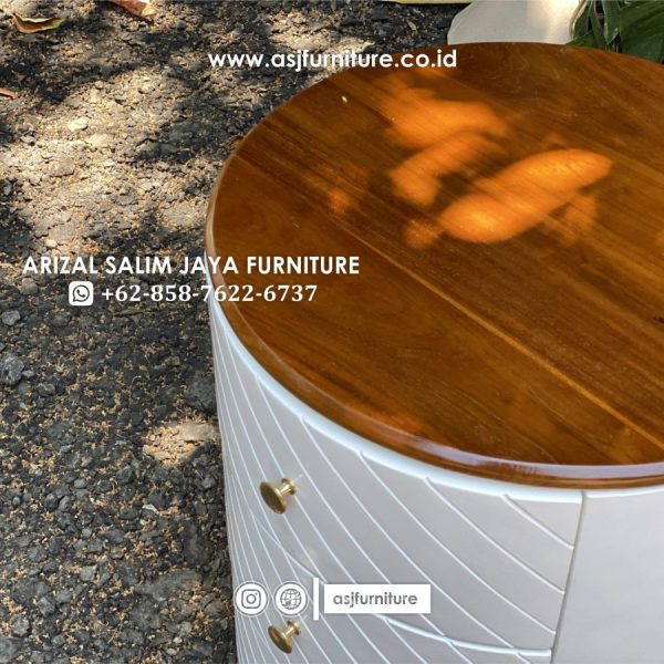 Nakas Bulat Duco Putih Kaki Stainless