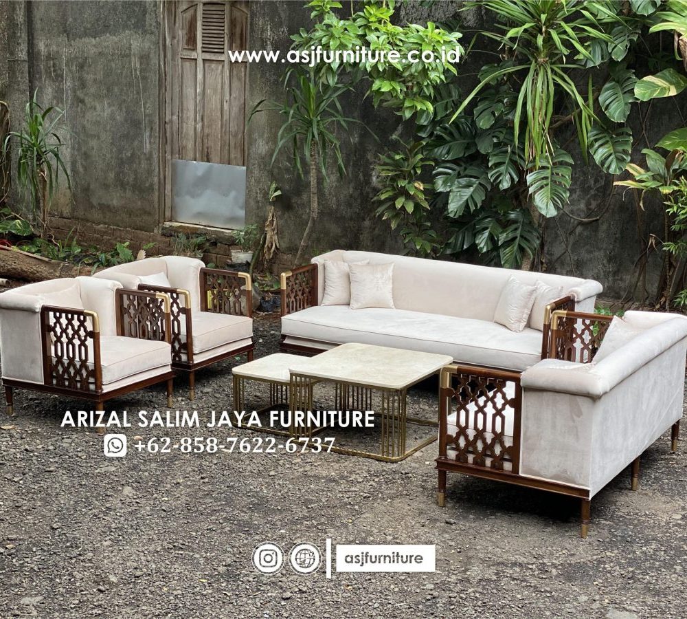 Kursi Sofa Tamu Jati Caracole Meja Stainless Marmer