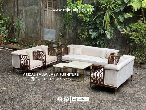 Kursi Sofa Tamu Jati Caracole Meja Stainless Marmer