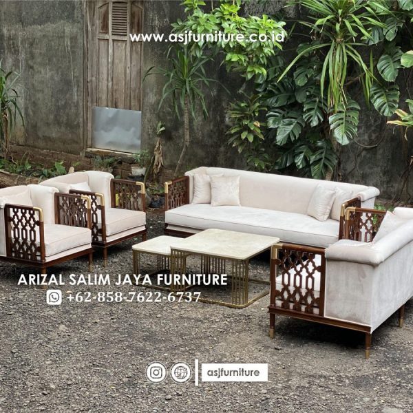 Kursi Sofa Tamu Jati Caracole Meja Stainless Marmer