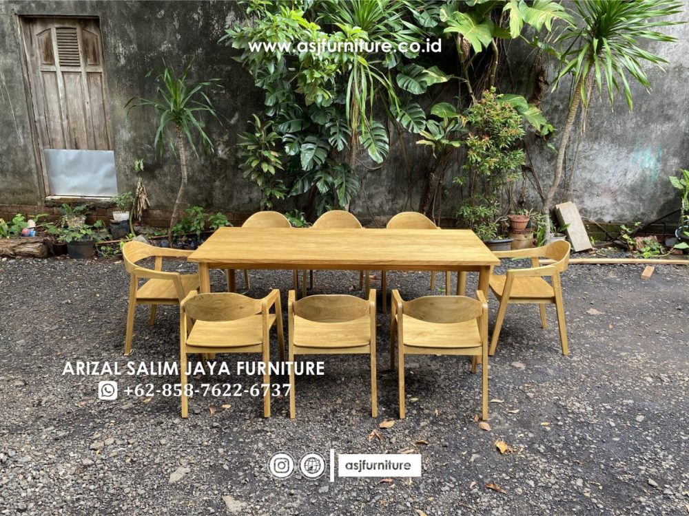 Meja Makan Jati Minimalis Bleaching