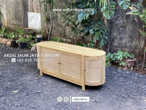 Meja TV Jati Rotan Square Oval Minimalis Meja TV Jati Rotan Square Oval Minimalis